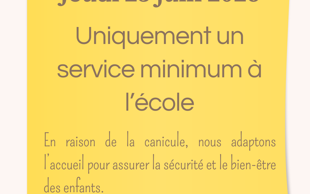 Alerte fortes chaleurs : organisation exceptionnelle pour l&rsquo;école Georges Le Bail ce jeudi